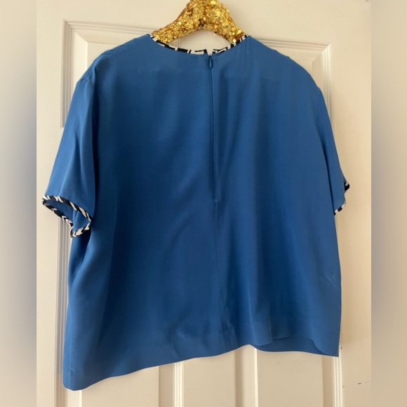FENDI Womens Size 50 L/XL Blue with Logo Trim Top - Picture 2 of 13